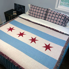 Load image into Gallery viewer, Chicago Flag Woven Cotton Blanket