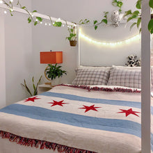 Load image into Gallery viewer, Chicago Flag Woven Cotton Blanket