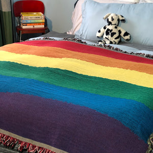 Rainbow Pride Woven Cotton Blanket
