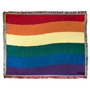 Rainbow Pride Woven Cotton Blanket