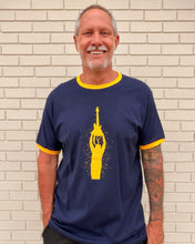 Load image into Gallery viewer, First Tube Ringer Tee Gold Print
