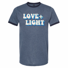 Load image into Gallery viewer, Love &amp; Light Denim Ringer Tee

