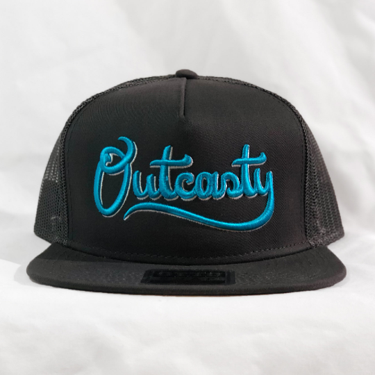 Outcasty Flat Bill Snapback 3D Puff (Blue Embroidery)