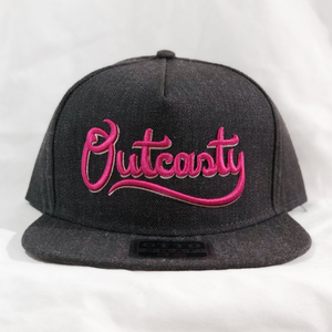 Outcasty Flat Bill Snapback 3D Puff (PINK Embroidery)