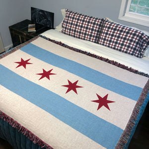 Chicago Flag Woven Cotton Blanket