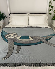Sloth Woven Cotton Blanket