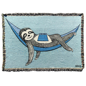 Sloth Woven Cotton Blanket